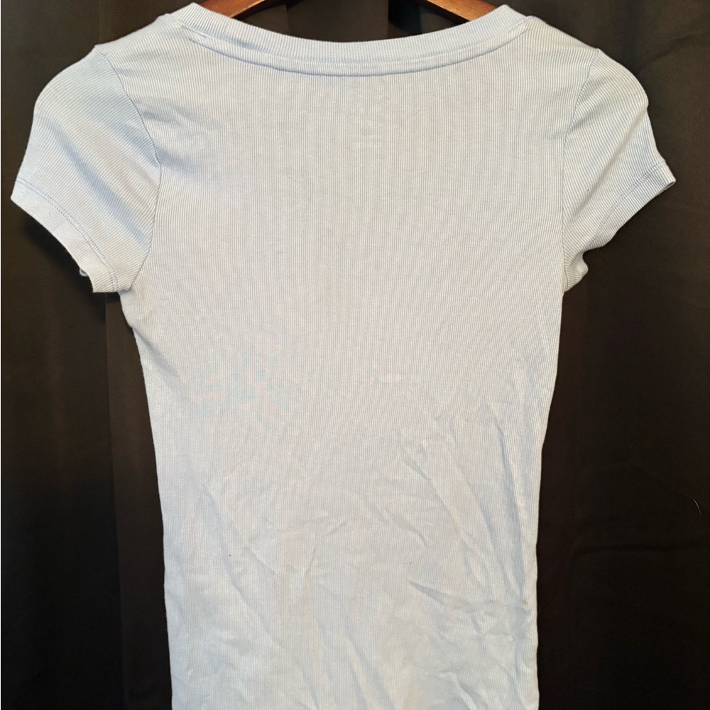 Light Blue Short Sleeve Ribbed Tee - Picture 3 of 3